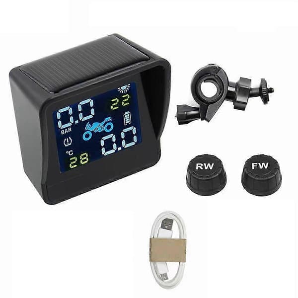 Motorcykel Solar Däcktryck Temperaturövervakningssystem TPMS Sensor Kit USB-laddning för Motorcykel