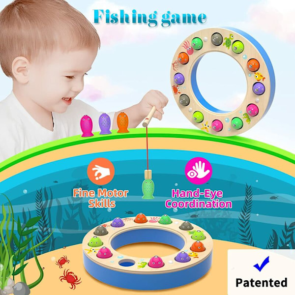 Montessori Legetøj Træ Magnetisk Fiskespil Børnespil 3 År og Ældre Pædagogisk Børnelegetøj Gave Drenge Piger, Superma, 1 stk, 20*5.3cm
