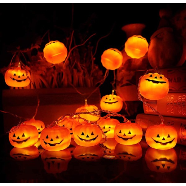 Halloween LED Jack-o-lantern Ljusslinga, Halloween Dekorativ Jack-o-lantern Ljusslinga, DIY Halloween/Jul Party Ornament Ljusslinga