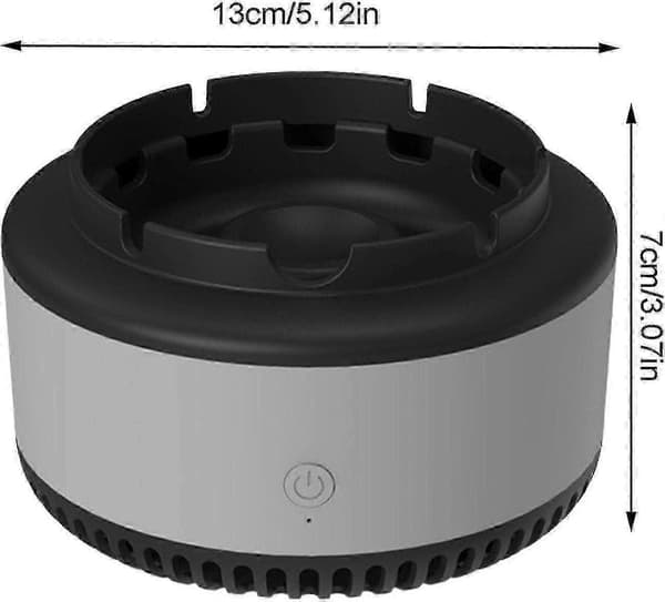 Luftrensende askebæger til hjem og bil, røgfrit design med negative ioner Grey