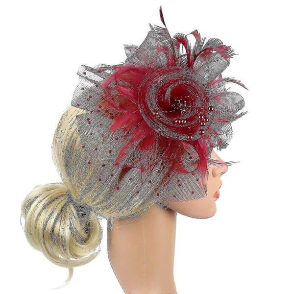 Fascinatorhat til kvinder til bryllupper, teselskaber og derbybegivenheder Red