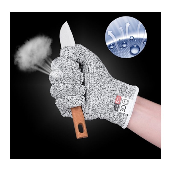 Skärsäkra handskar Livsmedelsgodkända skärsäkra handskar grå *L---23cm--58g svart kant