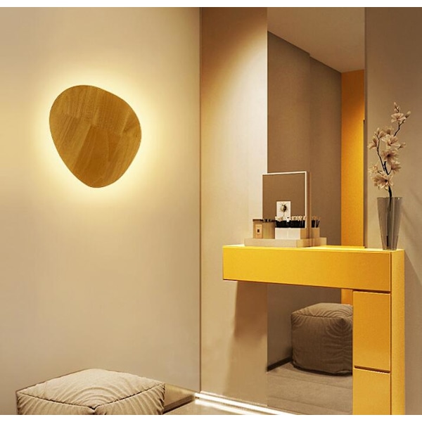 Modern Kreativ Vägglampa i Massivt Trä (3069-Large + Varmt Ljus),