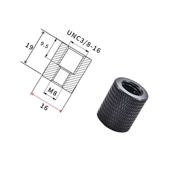 Adapter til stativgevind 3/8\" hun til 3/8\" hun - 5-pak sort M8