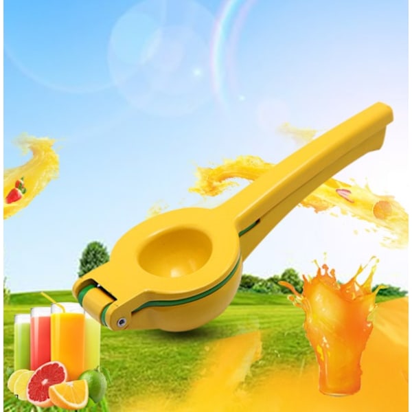 Två-i-ett manuell juicepress i aluminiumlegering, köksredskap, juicepress, hushålls mini frukt citronklämma (gul plus grön),