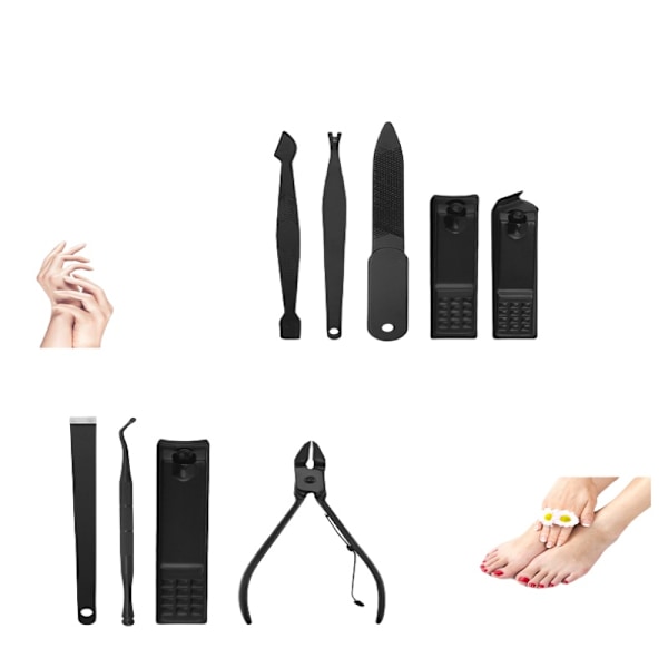 Manikyr Set - 12 delar rostfritt stål Nagelklipper Kit gräs färg græs farve