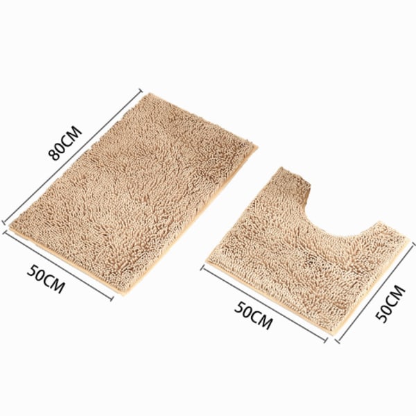 Badrumsmatta Set, 2 Delars Toalettmatta, Chenille Toalettmatta Tjock Absorberande Mjuk Halkfri för Badrum/Toalett