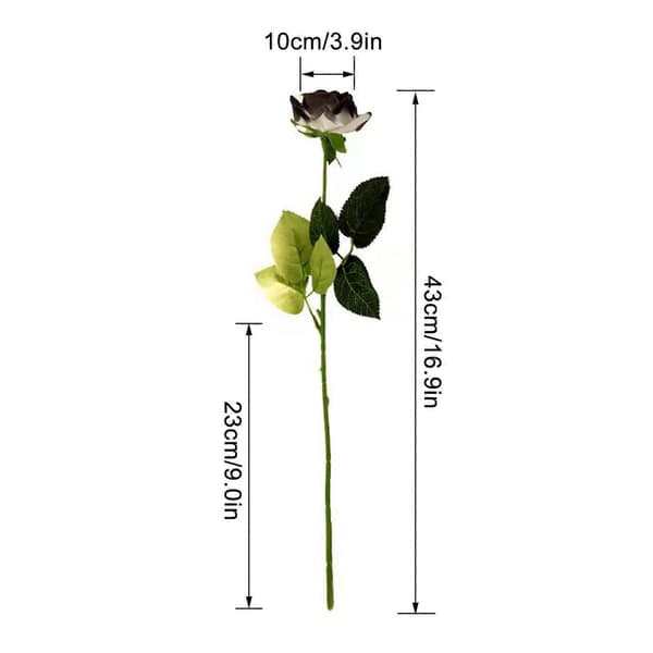 Nye 12 stk. mørke sorte og hvide roser kunstige blomster