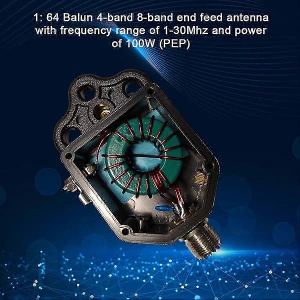 1:64 Balun til 4-bånds 8-bånds End Fed Antenneområde 1-30MHz Strøm
