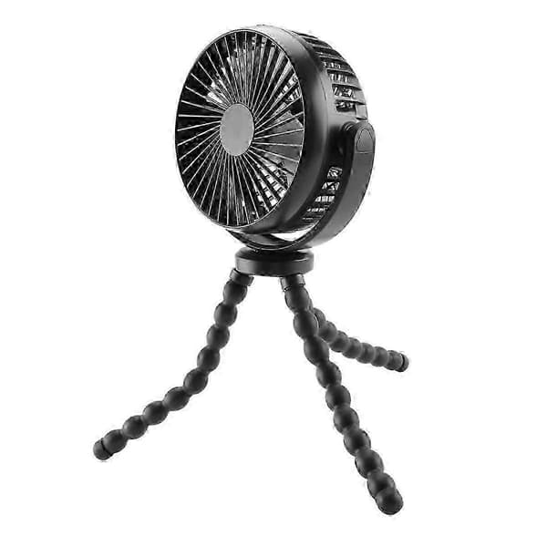 Klapvognsventilator, 5200mAh Batteri Bærbar Ventilator med 360 Drejning, Personlig Ventilator med Fleksibelt Stativ til-Yvan