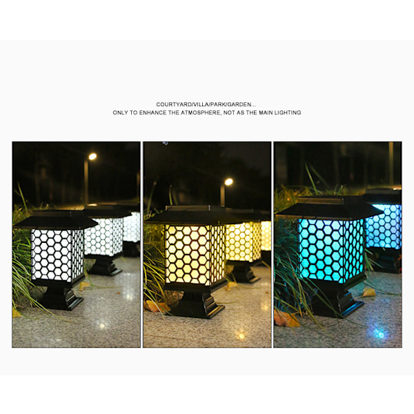 Solcelle Gårdlamper, Haveplæne Jordlamper, Udendørs Antikke Dekorationslamper (Store Honeycomb Lamper-5LED, Inklusive et Sæt Pløkker, en Base),