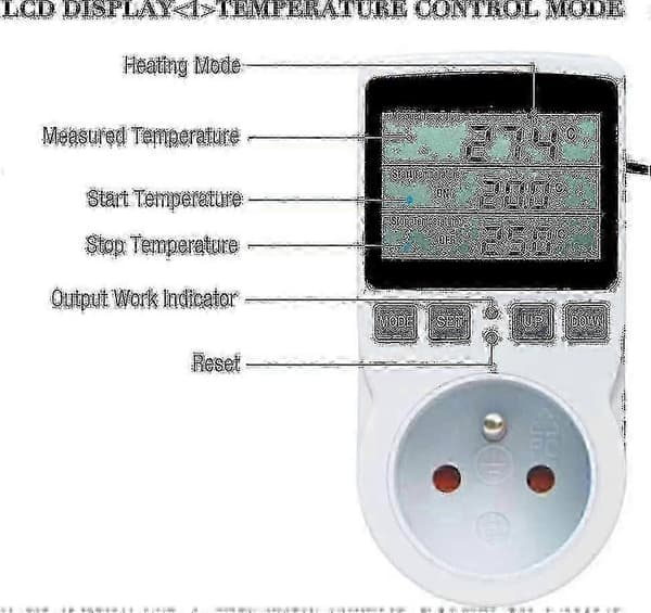 Precisionstermostat 230V för växthus, jordbruk, temperaturkontroll, LCD