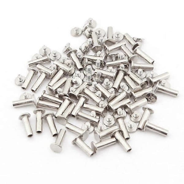 5 mm x 15 mm sølvfarvede Chicago-bindeskruer, 30 stk. til læderarbejde