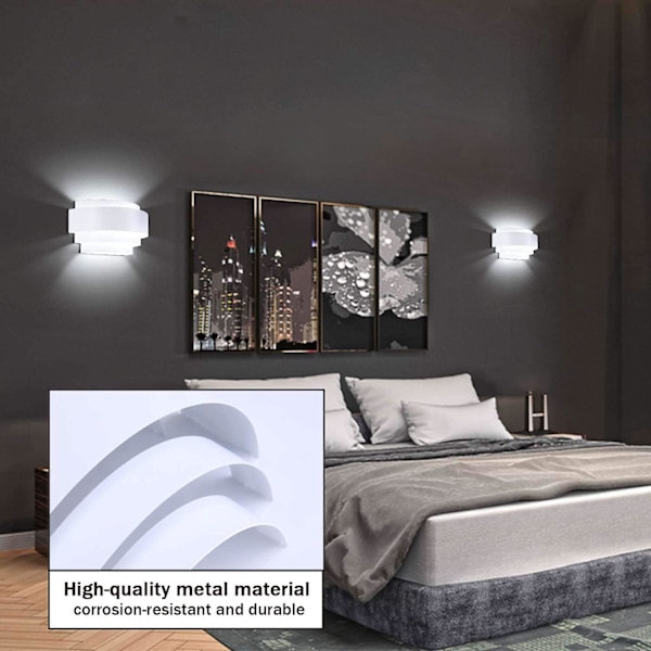 Inomhus Vägglampa LED Vägglampa Downlight Vardagsrum Sovrum Korridor Dekorativ Belysning, Varmvit (Glödlampa Ingår) [Vit, Energiklass A++]