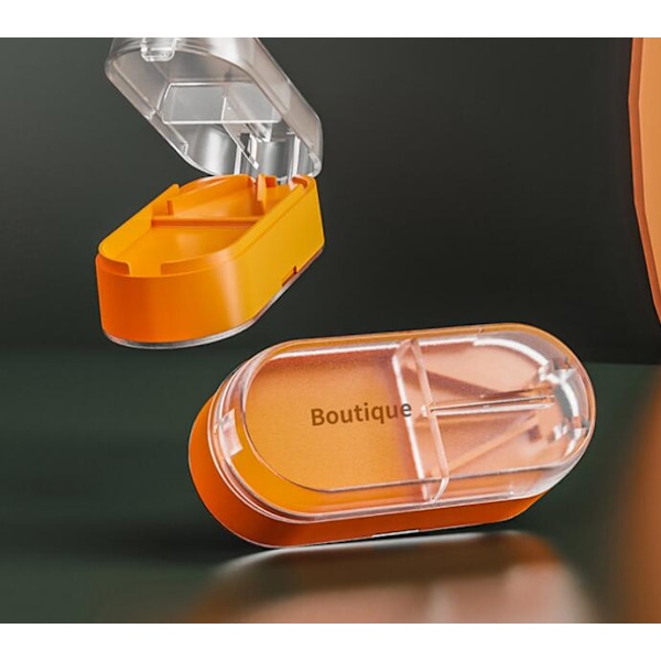 Praktisk Två-i-ett Pillbox för Delad Tablett * 2 (Orange)