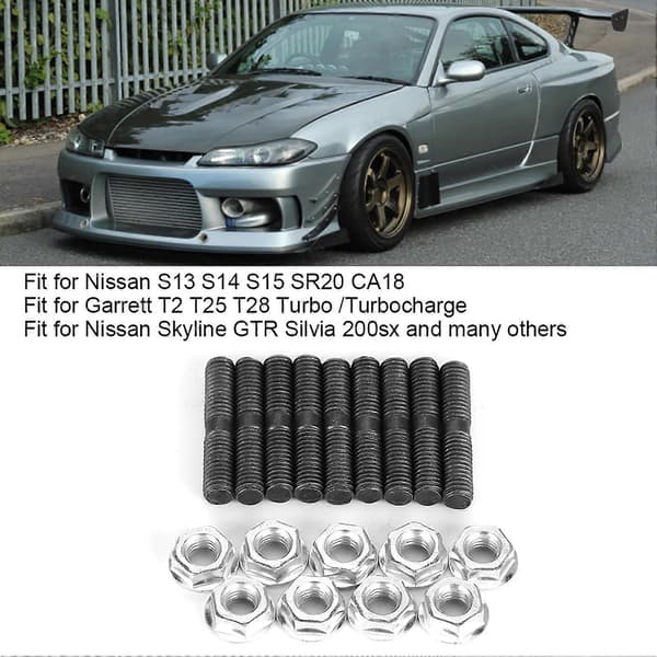 9 stk. turbobolte + låsemøtrik passer til S13 S14 S15 SR20 CA18