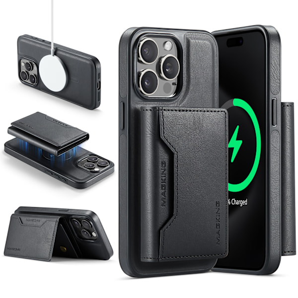 M2 Magnetisk Wallet Case til iPhone 16 Pro Max - Sort