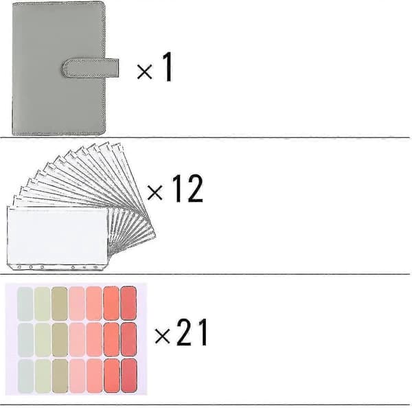 A6 Budget Binder med kontantkuverter, PU læder notesbog - Grøn--grøn