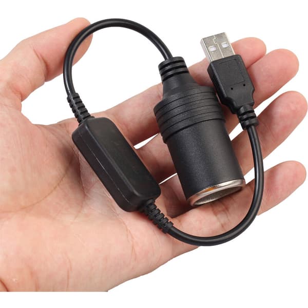 USB til Cigarettænder Hun Strømadapter Kabel Sort 5V til 12V