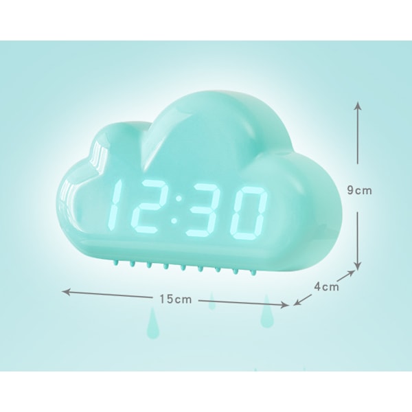 Ljudkontroll LED-klocka sängbord snooze liten väckarklocka studentkalender självlysande elektronisk klocka, grön, 15*4*9cm,