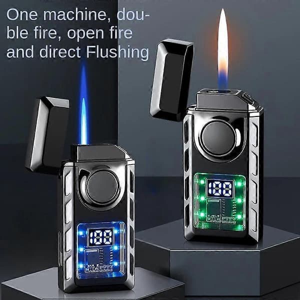 Smart Jet-lighter med LED-display til cigarer, genanvendelig jetflammelighter til lighterelskere, lysende hvid Luminous White