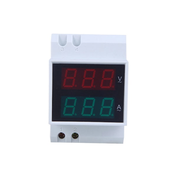 Multimeter, Ohmmeter och Ammeter DIN-skena Digital Voltmeter Amperemeter LED Voltmeter AC80-300V 0.2-99.9A Dubbel Display, Vit