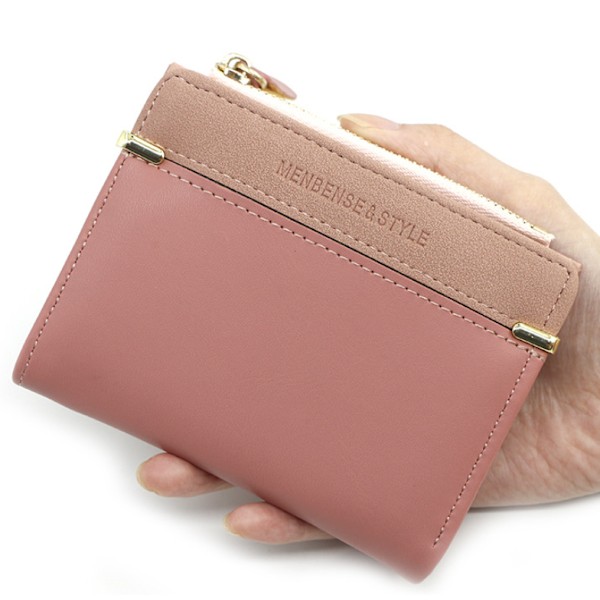 Moderigtig kort damepung med lynlås (R433-2 mørk pink)
