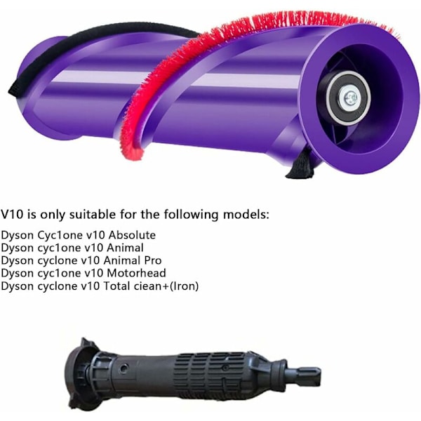 Dyson V10 Harjarulla, Pölynimurin lisävaruste, Dyson V10 Pääharjarullasarja Sopii Dyson V10 -malliin ruuvilla (Koko: V10) (Käytä V8 ilman ruuveja)