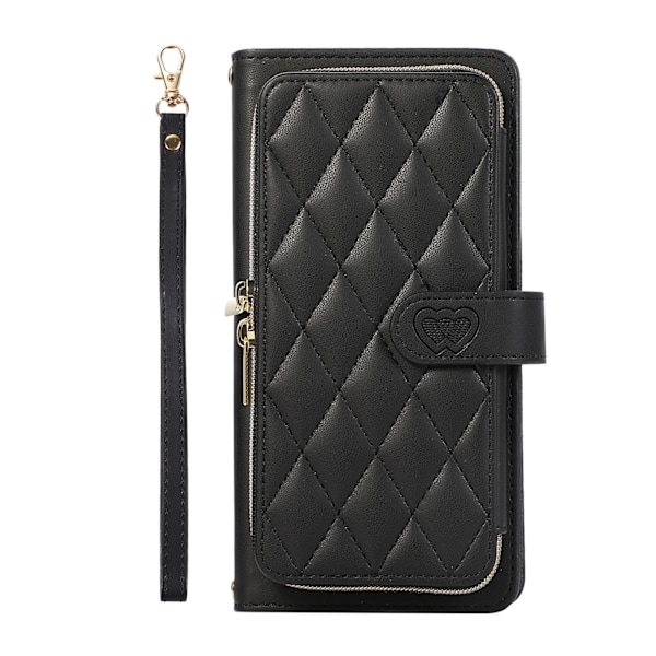 Zipper Flip Telefonfodral Plånboksfodral med kreditkortsfack för Samsung S21 Plus Svart Sort