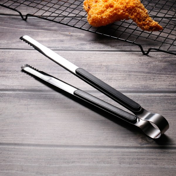 Mad Tang Rustfrit Stål BBQ Brødtang Grilltang (25,5 CM Ren Sort)