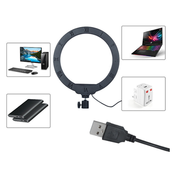 16 cm Ring Light, LED Ring Light til Tripod, Live Stream Ring Light til Telefon med Tripod Stativ 10 Lysstyrkeniveauer til Makeup