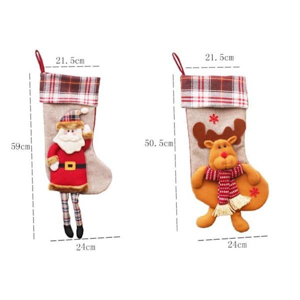 Julstrumpor, Presentpåsar, Juldekorationer, Julgransprydnader, Hängen, Jultillbehör, Julklappar (3 stycken)