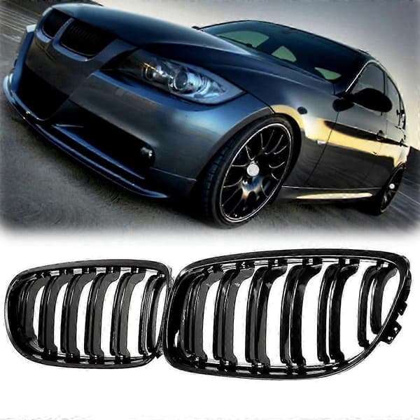 1 par bil frontgrill lysende sort kompatibel Bmw E90 Lci 3-serie Etc lysende sort bright black