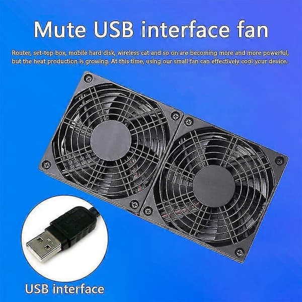 5V USB Router Køleventilator 120mm Høj Luftstrøm med Hastighedskontrol til Modem