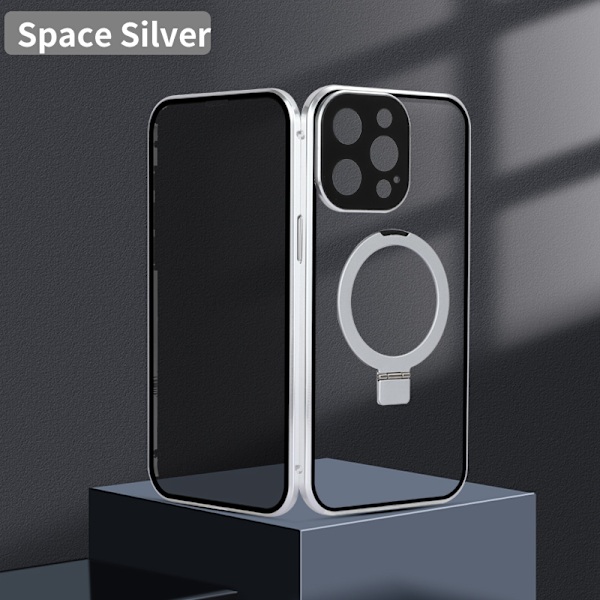 Transparent, Magnetisk Etui med Stativ til iPhone 13 Silver Sølv