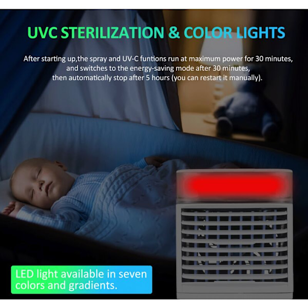 Aromaterapi befugtning lydløs desktop USB lille aircondition kold tredje generation sterilisering