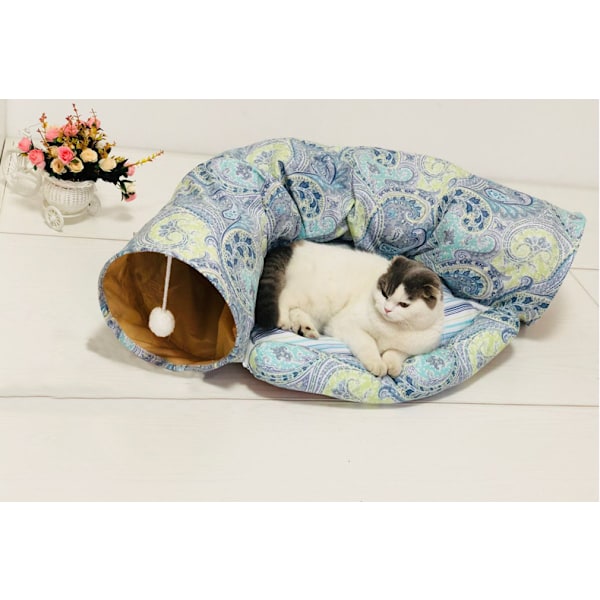 Kattunnel Leksak, Hopfällbar Kattunnel, Kattsand och Husdjursleksak (Grå Hel Cirkel),