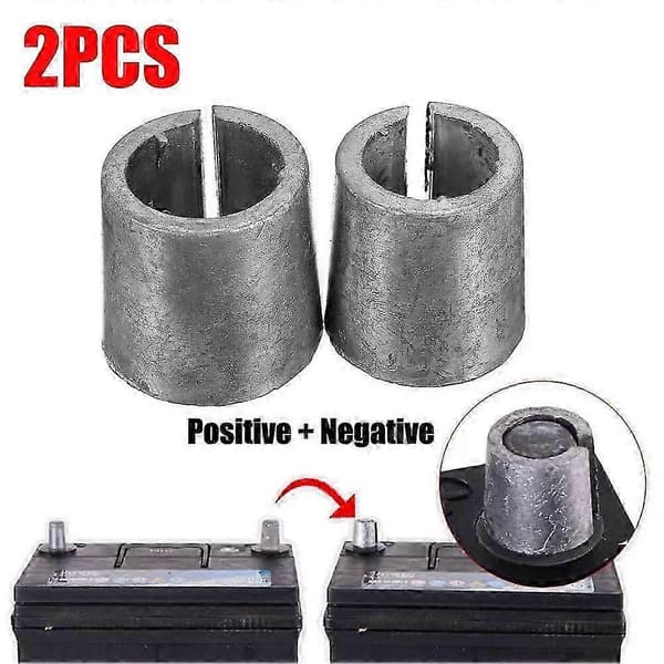 2 stk. bilbatteriterminalomformere/stolpeadaptermuffer positive negative