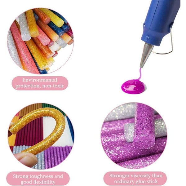 Kuumaliimapuikko, 100 kpl 7 mm x 100 mm Kirkas Liima Glitter Liimapuikot, Kuumaliima Väri Glitter Kuumaliimapistooliin Luova DIY Koristelu