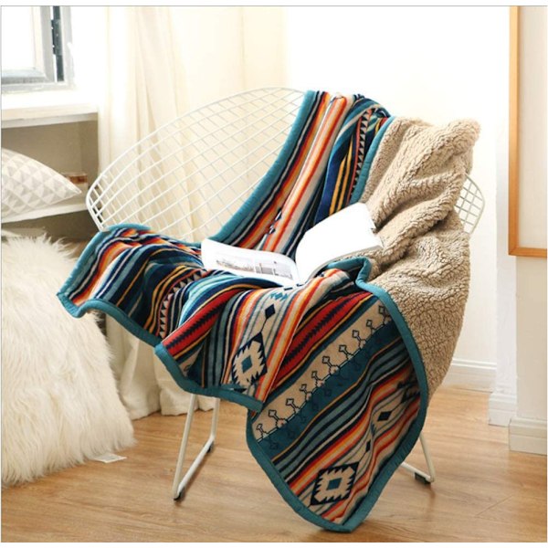50\" x 60\" Flanell Sherpa Pude - Blødt og Plysset Flanell Boheme Tæppe
