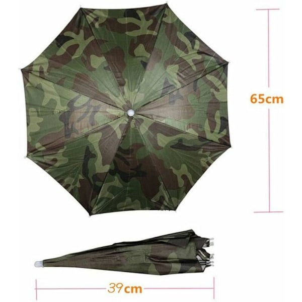 Solbeskyttelsesparaply, fiskeparaly, camouflagefarve, diameter 65 cm