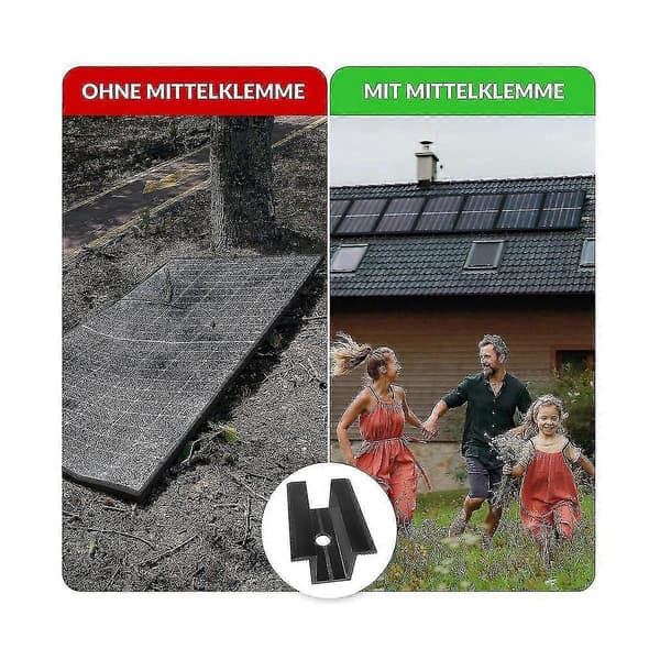 10 X Centerklemme PV Solpaneler, Sort, Modulklemme Til Alle Rammehøjder, Solpanelbeslag