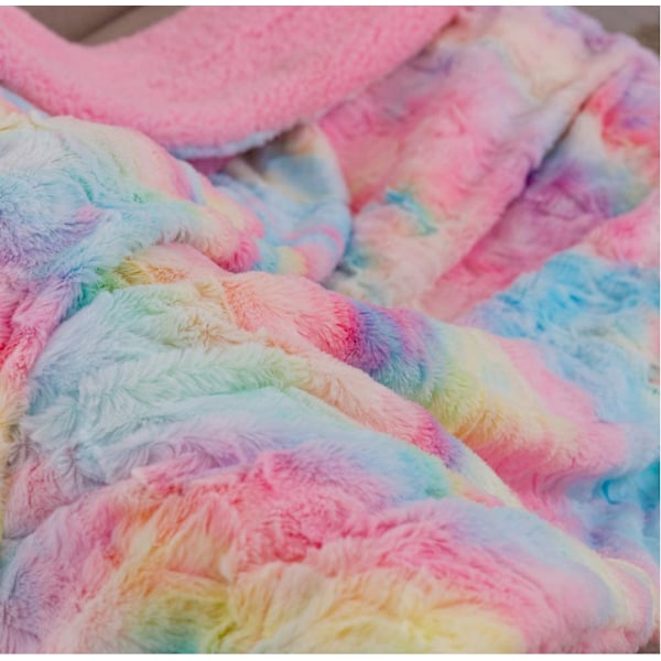 Nyt Plys Dobbelttæppe Nordisk Stil Sofabetræk Tie-Dye Regnbue Fritidstæppe (tie-dye regnbuefarve 130cm*160cm),