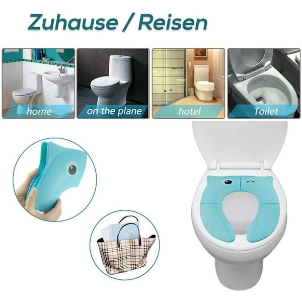 Sammenklappeligt Rejse Toilet Reducer Børn Bærbart Toiletsæde til Baby Komfort PP Materiale med 4 Skridsikre Silikonepuder og 1 Bæretaske (Gul)