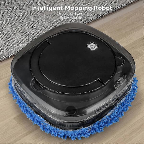 Smart mopperobot med vandtank til rengøring af hårde gulve, sort