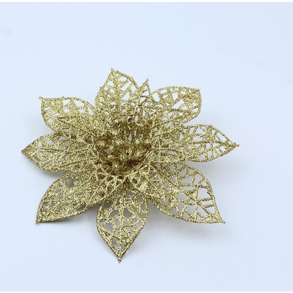 20 st, 15 cm Guld Imiterade Jul Konstgjorda Blommor Julklappsdekoration Gyllene Ihåliga Julblommor Pulver Ihåliga Julblommor,
