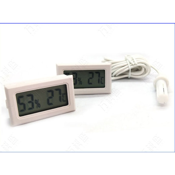 2 Stycken Elektronisk Termometer Hygrometer Inbyggd Digital Termometer Hygrometer med Sladd (Celsius Vit)