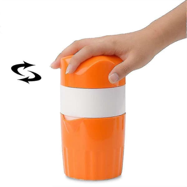 Håndpresser til citrusfrugter med beholder og si (orange)