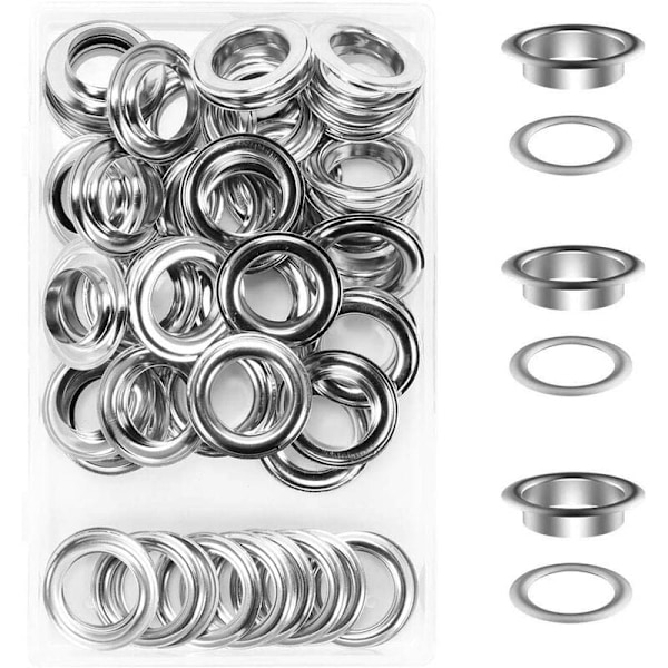 50 set med 20MM innerdiameter luftögon i låda metall öljetter tält öljetthål silver * 50 set med 20MM innerdiameter luftögon + förvaringslåda