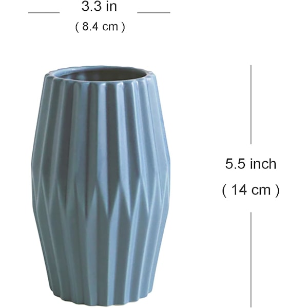 Korall dekorationsvas, vardagsrumsdekoration keramisk blomma (blå, 8.8*14.2CM)